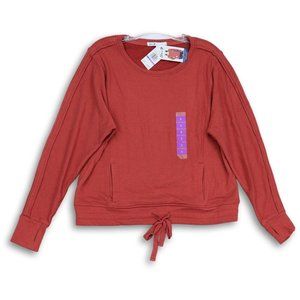 NWT SEVEN7‎ DOLMAN POCKET TIE FRONT THUMB-HOLSTER SWEATSHIRT MARSALA SMALL